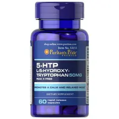 Puritan's Pride 5-HTP 50 mg 60 caps, Puritan's Pride 5-HTP 50 mg 60 caps  в интернет магазине Mega Mass