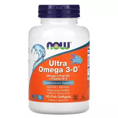 NOW Ultra Omega 3-D + D3 90 softgels, NOW Ultra Omega 3-D + D3 90 softgels  в интернет магазине Mega Mass