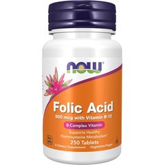 NOW Folic Acid 800 mcg 250 tabs, image 