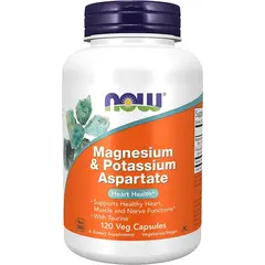 NOW Magnesium & Potassium Aspartate 120 caps, image 