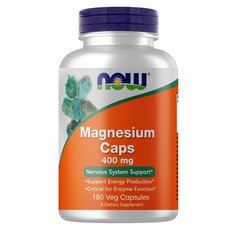 NOW Magnesium Caps 400 mg 180 Veg Capsules, image 