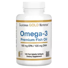 California Gold Nutrition Omega-3 Premium Fish Oil 100 softgels, Фасовка: 100 softgels, California Gold Nutrition Omega-3 Premium Fish Oil 100 softgels, Фасовка: 100 softgels  в интернет магазине Mega Mass