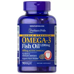 Puritan's Pride Omega-3 Fish Oil (Double Strength) 1200 mg 90 softgel, Puritan's Pride Omega-3 Fish Oil (Double Strength) 1200 mg 90 softgel  в интернет магазине Mega Mass