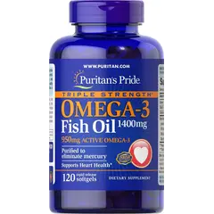 Puritan's Pride Triple Strength Omega-3 Fish Oil 1400 mg (950 mg Active Omega-3) 120 softgels, Фасовка: 120 softgels, Puritan's Pride Triple Strength Omega-3 Fish Oil 1400 mg (950 mg Active Omega-3) 120 softgels, Фасовка: 120 softgels  в интернет магазине Mega Mass