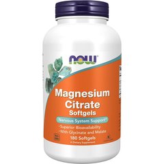 NOW Magnesium Citrate 180 softgels, image 