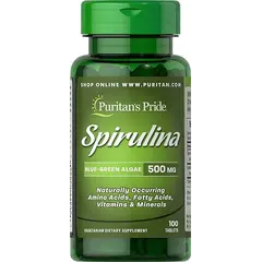 Puritan's Pride Spirulina 500 mg 100 tabs, Puritan's Pride Spirulina 500 mg 100 tabs  в интернет магазине Mega Mass