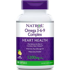 Natrol Omega 3-6-9 Complex 1200 mg 90 softgels Lemon, Фасовка: 90 softgels, image 