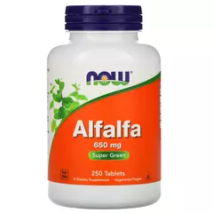 NOW Alfalfa 650 mg 250 tabs, image 