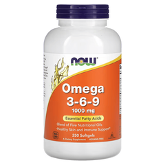 NOW Omega 3-6-9 1000 mg 250 softgels, Фасовка: 250 softgels, image 