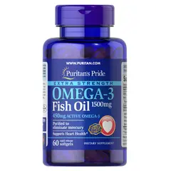 Puritan's Pride Omega-3 Fish Oil (Extra Strength) 1500 mg 60 softgels, Puritan's Pride Omega-3 Fish Oil (Extra Strength) 1500 mg 60 softgels  в интернет магазине Mega Mass