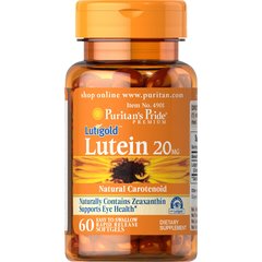 Puritan’s Pride Lutein 20 mg with Zeaxanthin 60 softgels, Фасовка: 60 softgels, image 