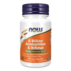 NOW 8 Billion Acidophilus & Bifidus 60 caps, NOW 8 Billion Acidophilus & Bifidus 60 caps  в интернет магазине Mega Mass