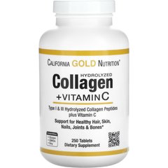 California Gold Nutrition Hydrolyzed Collagen + Vitamin C 250 tabs, image 