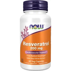 NOW Natural Resveratrol 200 mg 60 caps, image 