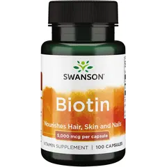 Swanson Biotin 5000 mcg 100 caps, Swanson Biotin 5000 mcg 100 caps  в интернет магазине Mega Mass