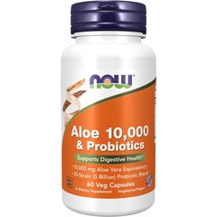 NOW Aloe 10,000 & Probiotics 60 caps, image 