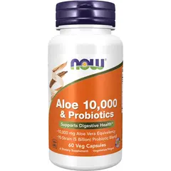 NOW Aloe 10,000 & Probiotics 60 caps, image 