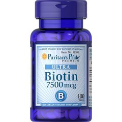 Puritan's Pride Biotin 7500 mcg 100 tabs, Фасовка: 100 tabs, image 