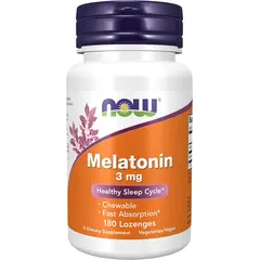 NOW Melatonin 3 mg 180 lozenges, Фасування: 180 lozenges, image 
