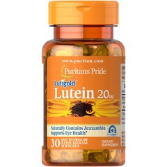 Puritan’s Pride Lutein 20 mg with Zeaxanthin 30 softgels, Фасовка: 30 softgels, image 