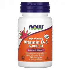 NOW Vitamin D-3 5000 IU 240 softgels, Фасування: 240 softgels, Концентрація: 5000 IU, Коцентрація: 5000 UI, image 