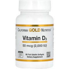 California Gold Nutrition Vitamin D3 50 mcg 2,000 IU 90 softgels, Фасовка: 90 caps, Концентрація: 2000 IU, Коцентрація: 2000 UI, image 