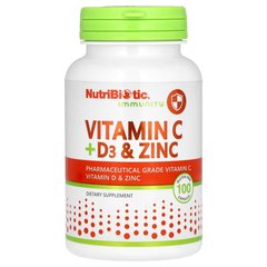 NutriBiotic Vitamin C+D3 & Zinc 100 caps, image 