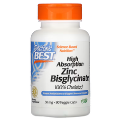 Doctor's Best High Absorption Zinc Bisglycinate 50 mg 90 caps, image 