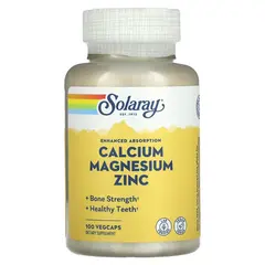 Solaray Calcium Magnesium Zinc 100 caps, image 