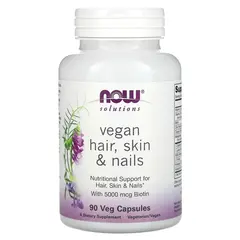 NOW Vegan Hair skin & nails 90 caps, image 