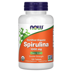 NOW Spirulina 1000 mg 120 tabs, Фасовка: 120 tabs, image 