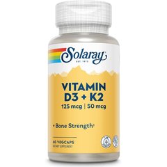 Solaray Vitamin D3 + K2 (125 mcg + 50 mcg) 60 caps, image 