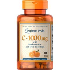Puritan's Pride Vitamin C-1000 mg with Bioflavonoids and Rose Hips 100 tabs, Фасовка: 100 tabs, Концентрація: 1000 mg, Коцентрація: 1000 mg, image 