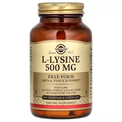 Solgar L-Lysine 500 mg 100 caps, Solgar L-Lysine 500 mg 100 caps  в интернет магазине Mega Mass