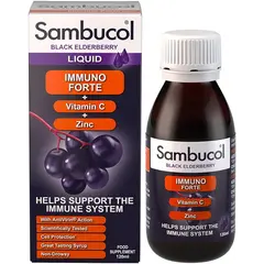 Sambucol Black Elderberry Immuno Forte Vitamin C + Zink 120 ml, Sambucol Black Elderberry Immuno Forte Vitamin C + Zink 120 ml  в интернет магазине Mega Mass