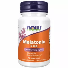 NOW Melatonin 3 mg 90 lozenges, Фасовка: 90 lozenges, image 