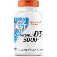 Doctor's Best Vitamin D3 5000IU 180 softgels, image 