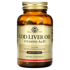 Solgar Vitamin А and D Cod Liver Oil 100 softgels, image 