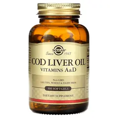 Solgar Vitamin А and D Cod Liver Oil 100 softgels, image 