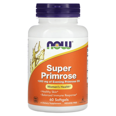 NOW Syper Primrose 1300 mg 60 softgels, image 