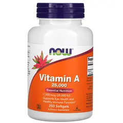 NOW Vitamin A 25000 IU 250 softgels, Фасовка: 250 softgels, Концентрация: 25000 IU, Коцентрація: 25000 IU, NOW Vitamin A 25000 IU 250 softgels, Фасовка: 250 softgels, Концентрация: 25000 IU, Коцентрація: 25000 IU  в интернет магазине Mega Mass