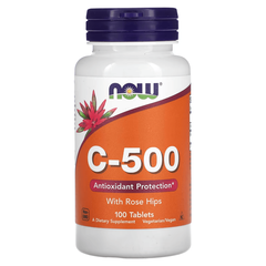 NOW C-500 100 tabs, Фасовка: 100 tabs, Концентрація: 500 mg, Коцентрація: 500 mg, image 