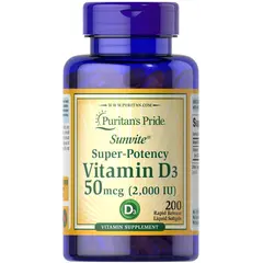 Puritan's Pride Vitamin D3 50 mcg 2000 IU 200 softgels, Фасування: 200 softgels, Концентрація: 2000 IU, image 