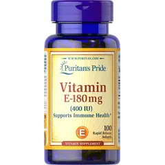 Puritan's Pride E-180 mg (400IU) 100 softgels, Фасовка: 100 caps, Коцентрація: 180 mg, Puritan's Pride E-180 mg (400IU) 100 softgels, Фасовка: 100 caps, Коцентрація: 180 mg  в интернет магазине Mega Mass