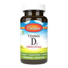 Carlson Vitamin D3 125 mcg (5000 IU) 120 softgels, image 