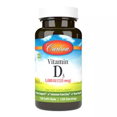 Carlson Vitamin D3 125 mcg (5000 IU) 120 softgels, image 