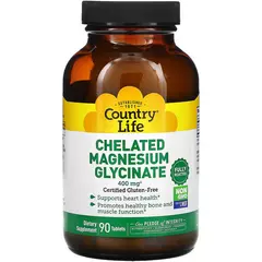 Country Life Chelated Magnesium Glycinate 400 mg 90 Tablets, image 
