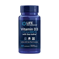 Life Extension Vitamin D3 125 mcg with Sea-Iodine 60 capsules, image 