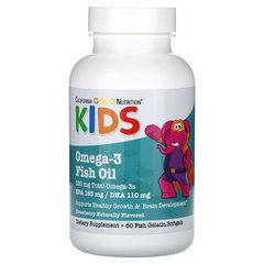California Gold Nutrition Kid`s Omega 330 mg 60 softgels, image 