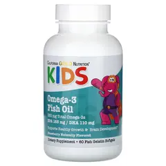 California Gold Nutrition Kid`s Omega 330 mg 60 softgels, California Gold Nutrition Kid`s Omega 330 mg 60 softgels  в интернет магазине Mega Mass